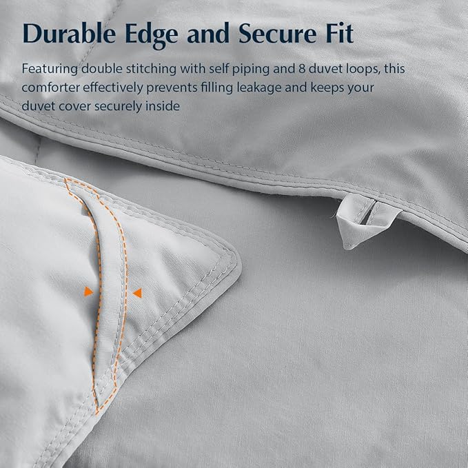 Pacific Coast Lightweight Goose Feather and Down Fiber Comforter King Size, Breathable Duvet Insert for Summer and Hot Sleepers, Natural Cooling Tencel Lyocell Shell, 8 Corner Tabs, Light Grey,106x90