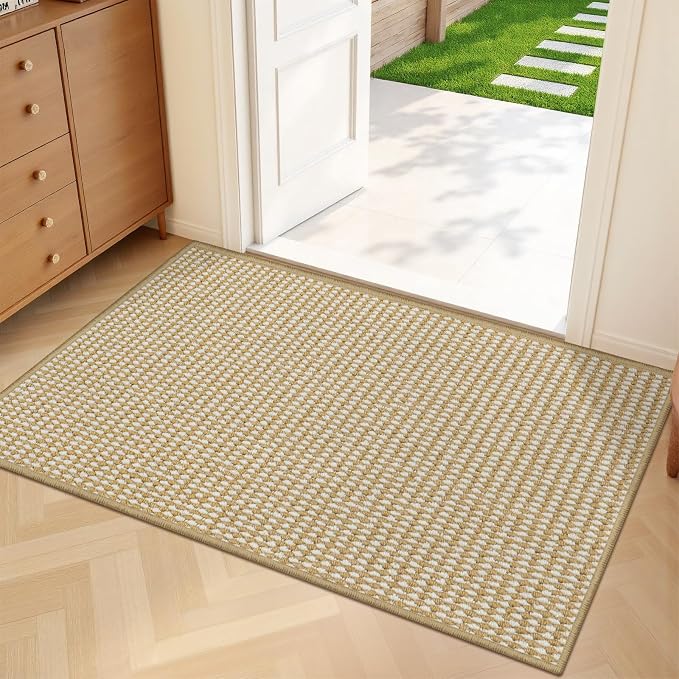 Dirt Trapper Door Mat 20" x 32", Non-Slip Indoor Door Mats, Absorbent Washable Door Mat Indoor Entrance, Low-Profile Inside Doormat Floor Rugs for Entryway and Entry, Beige White (Fold) - Image 9