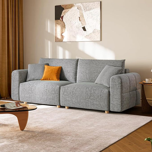 LINSY HOME Cloud Couch Sectional, Modular Sofa Sectionals for Living Room Bedroom, 91" 2 Seater Love Seat Couch, Deep Seat Cozy Couch Luxury Chenille Sofas, Grey