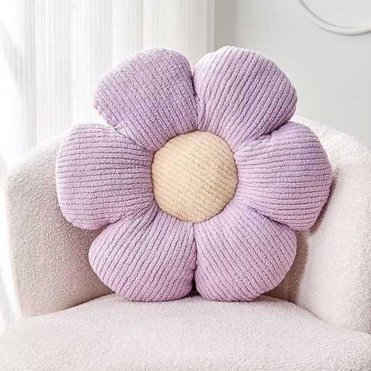 Kcvvcr Flower Throw Pillow, Soft Lavender 19.6" Shaped Floor Pillow for Home Decor, Cute Aesthetic Plush Decorative Pillows for Bed, Sofa, Couch