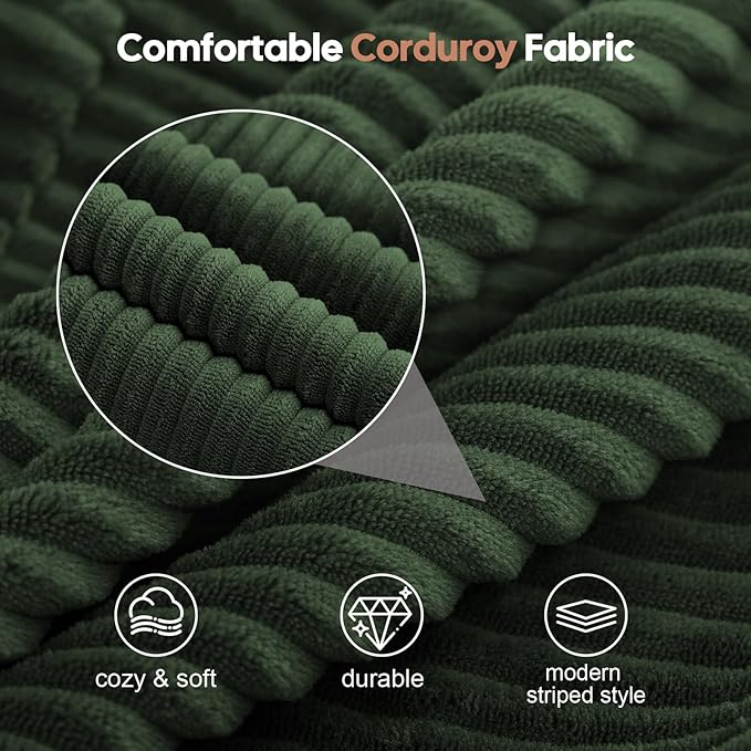 COMAX Folding Sofa Bed, Foldable Couch for Bedroom, Convertible Floor Sleeper Futon Chair Foam, Corduroy 3 in 1 Fold Out Chair Portable Comfy Lounge Couch Sofa Bed for Small Space, Twin, Green