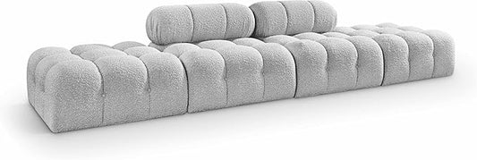 Meridian Furniture 611Grey-S136C Ames Collection Modern | Contemporary Modular Sectional with Rich Grey Boucle Fabric, Modular to Create Infinite Configurations, 136" W x 34" D x 28" H, Grey