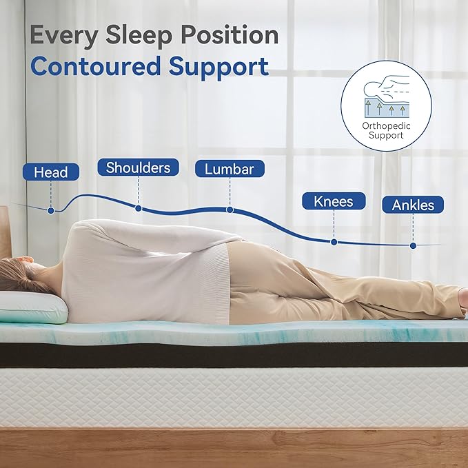 Firm to Extra Firm Mattress Topper Twin Size 3 Inch, Pain Relieving Foam Bed Topper for Extra Support, Gel Memory Foam&High-Density Foam Mattress Pad, CertiPUR-US Certified