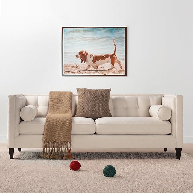 Jennifer Taylor Home Jack 84" Modern Tuxedo Tufted Sofa, Sky Neutral Beige Polyester