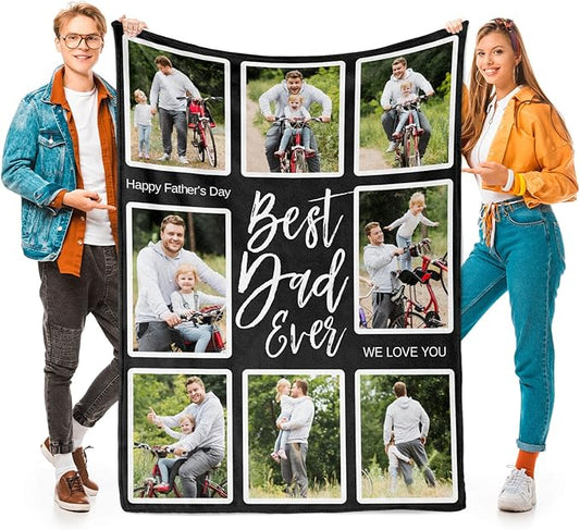 Printwoo Gifts for Dad Custom Blankets with Photo, Personalized Photo Blankets Fathers Day Personalized Gifts for Dad from Daughter Son Customized Blanket with Picture