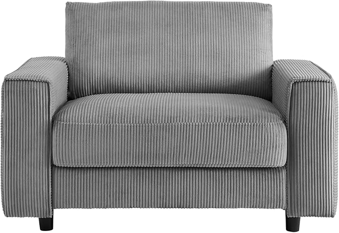 AC Pacific Derek Modern Corduroy Accent Chair for Living Room, Tufted Arm Chair with Plush Upholstery, High-Density Foam, Sleek Black Legs, Durable Wooden Frame, Chair, Grey