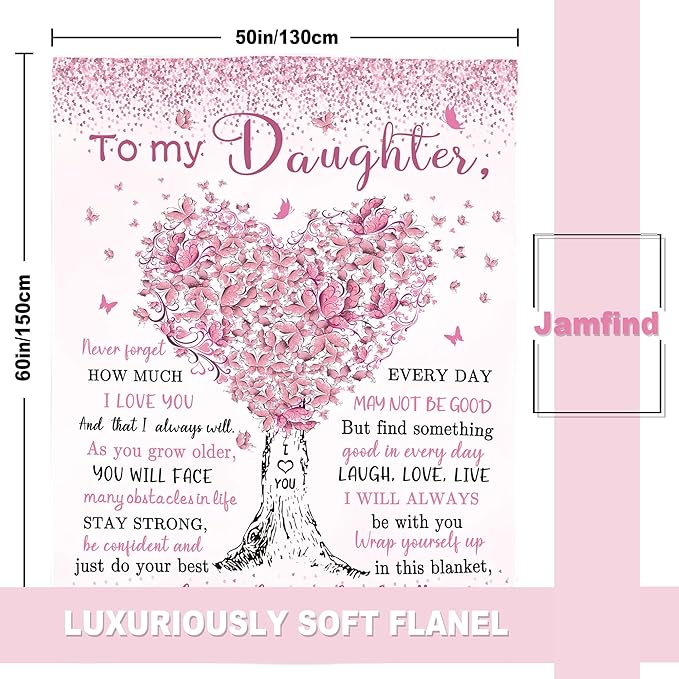 Daughter Birthday Gifts, Daughter Gifts from Mom, Birthday Gift for Daughters Blanket 60"x 50", Best Daughters Graduation Wedding Gift