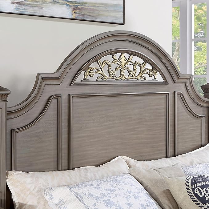 Furniture of America Malierd Traditional Wood 3-Piece Bedroom Set, Panel Queen-Size Bed and 3-Drawer Nightstand, Box Spring Required for Bedroom, Gray