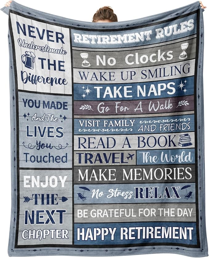 Retirement Gifts for Men/Women 2026, Funny Retirement Gifts for Men, Mens Retired Gifts Blanket, Leaving Farewell Going Away Gift for Coworker Teacher Dad Throws Blankets 60"x50"
