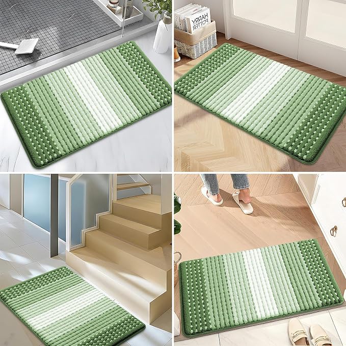 Kitinjoy Indoor Outdoor Door Mat, 71x24 Non-Slip Absorbent Dirt Trapper, Low-Profile Washable Inside Entrance Front Floor Mat, Sturdy Soft Entry Dotted Ombre Doormats for Entryway, Sage Green - Image 6