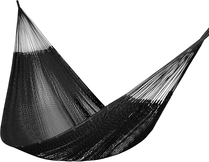 PNAEUT Handwoven Mayan Hammock, Thick Soft Rope Double Hammock for Outdoor Outside & Indoor, 600 lbs Capacity Heavy-Duty, Includes Tree Straps, Carabiners & Carrying Bag (Sombra Negra, X-Large) by PNAEUT