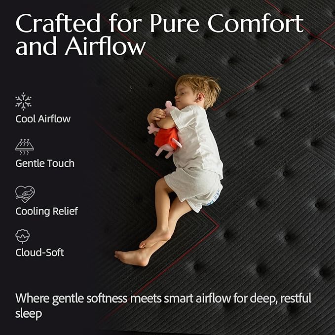 Aura-Pro Queen Size Cooling Gel Memory Foam Mattress with Pocket Coils, 12 Inch Medium Firm Hybrid Mattress in a Box for Back Neck Enhanced Pain Relief, 1001-Night Trial, Fiberglass-Free
