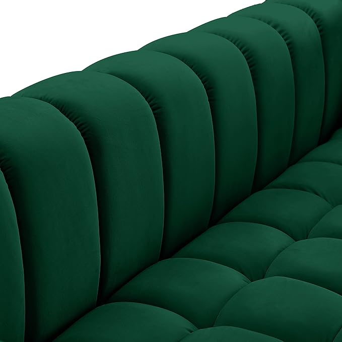 Meridian Furniture 670Green-L Gwen Collection Modern | Contemporary Velvet Upholstered Loveseat with Deep Biscuit Tufting