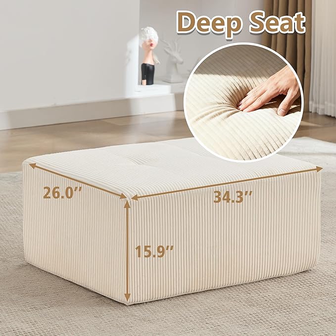 KIGOTY Modular Sectional Sofa, Comfy Cloud Sectional Couch, Soft Ottoman, Modern Boneless Couch for Living Room, No Assembly Required,White