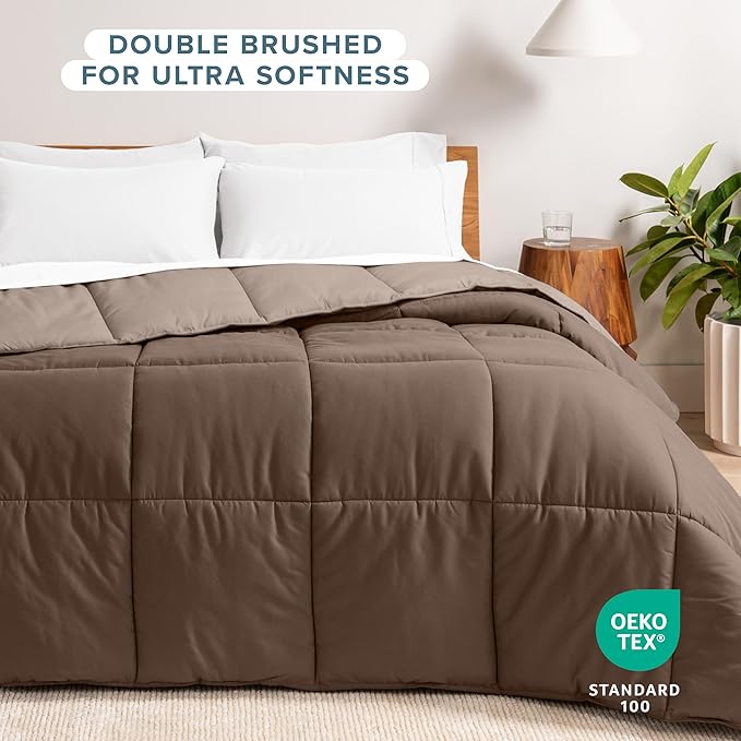 Bare Home California King Comforter - Reversible Colors - Goose Down Alternative - Ultra-Soft - Premium 1800 Series - All Season Warmth - Bedding Comforter (California King, Cocoa/Taupe)