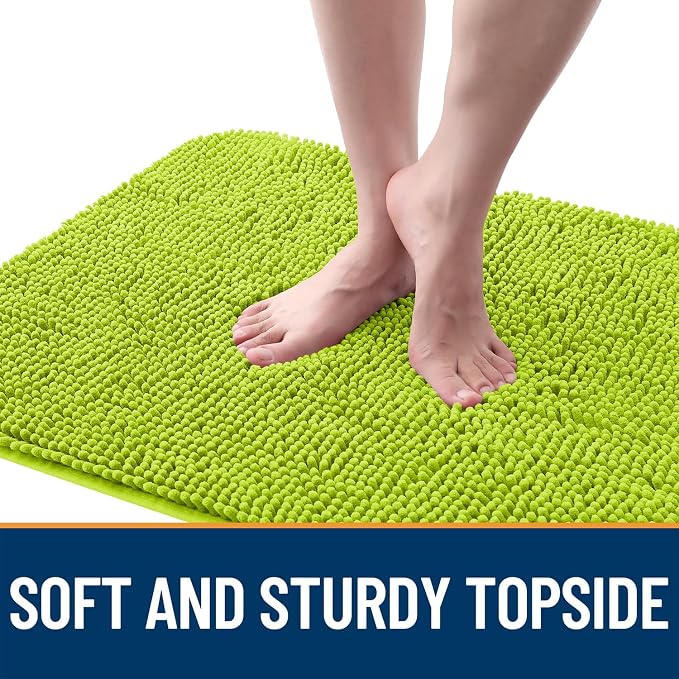 OLANLY Dog Door Mat for Muddy Paws 36x24, Absorbs Moisture and Dirt, Absorbent Non-Slip Washable Doormat, Quick Dry Chenille Mud Mat, Entry Indoor Entryway Carpet for Inside Floor, Bright Green - Image 4