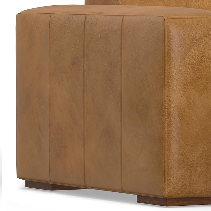 SIMPLIHOME Rex Left Chaise Sofa Module in Full-Grain Genuine Leather, Sienna, 44-inches W x 69.5-inches D, Handcrafted Modern-Style Left-Arm Chaise Lounge Chair for Living Room and Family Room