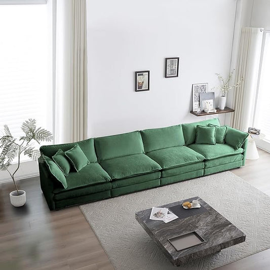 ERYE Oversized Modular Sectional Sofa Modern Deep Seat Cushions Sleeper Sofa&Couch W/ 6 Pillows, DIY Free Combination 4 Seaters Upholstered Living Room Couch for Home Apartment Office