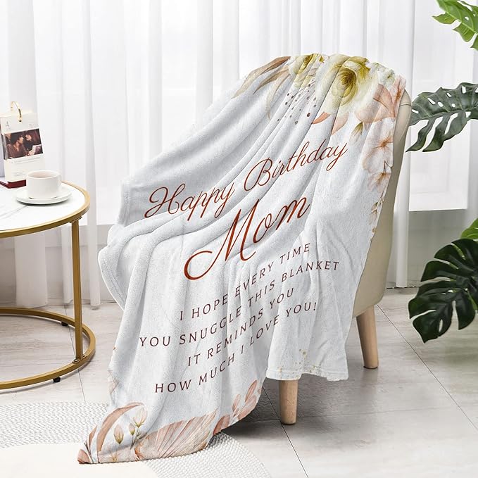 Birthday Gifts for Mom, Mom Birthday Gifts from Daughter Son, Unique Gift for Mothers Birthday, Mothers Bday Gift Fleece Blanket 60 x 50 Inch