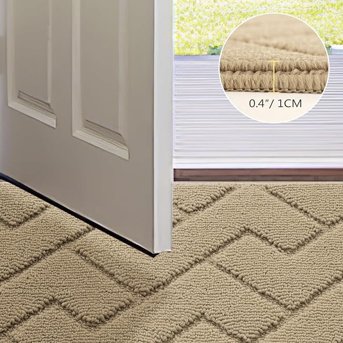 hicorfe Front Door Mat Outside Entrance,20"x31.5" Absorbent Muddy Dirt Resist Welcome Door Mats Outdoor Indoor,Stain and Fade Resistant,Non Slip Backing Entry Mat Doormat for Entryway(Beige) - Image 4