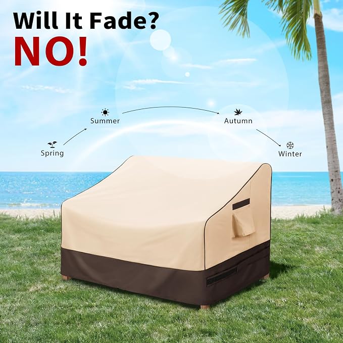 KylinLucky Waterproof Patio Loveseat Covers 85W x 37D x 35H inches,3-Seater Heavy Duty Outdoor Furniture Sofa Cover Khaki - Image 6