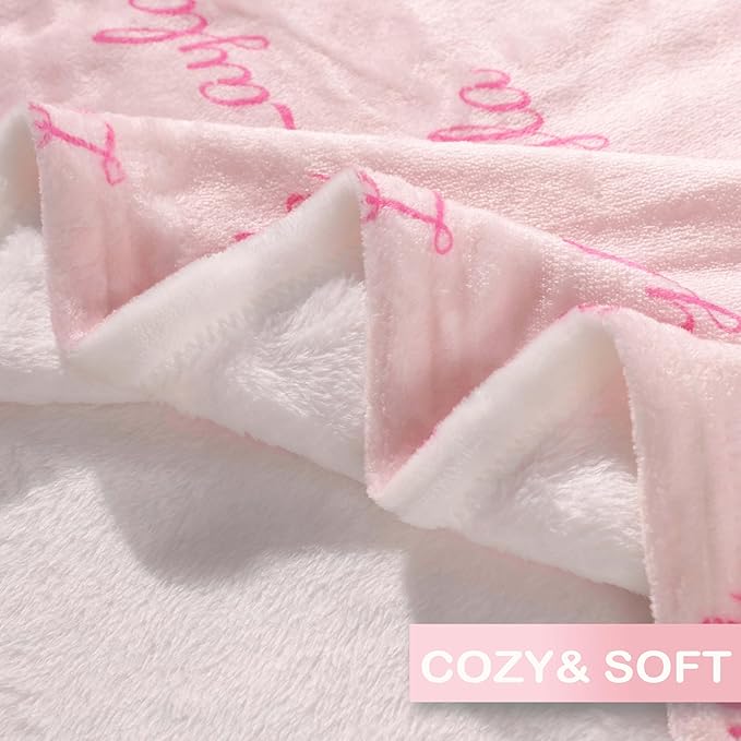 DayOfShe Custom Blankets with Name for Girls Boys Baby Shower Blanket Gifts,Personalized Name Blankets for Kids Teen Girls Grandkids Christmas Baby Easter Basket Stuffers Gifts