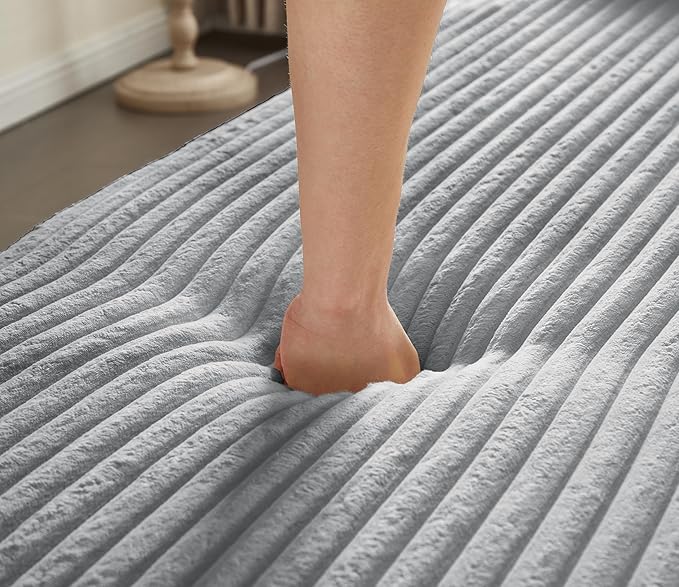 KEIKI Corduroy Floor Sofa Convertible Couch, 15" Full Size Foam Folding Mattress Sleeping Sofa, Lounge Floor Couch Hidabed Sleeper Bed with 2 Pillows, Light Gray