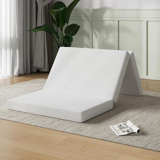 Novilla Foldable Mattress, Full Size Comfort Foam Trifold Mattress with Cloud Design Cover, 4 Inch Folding Mattress for Back Pain Relief, Suitable for Camping, RV Travel, 75"x54"x4"