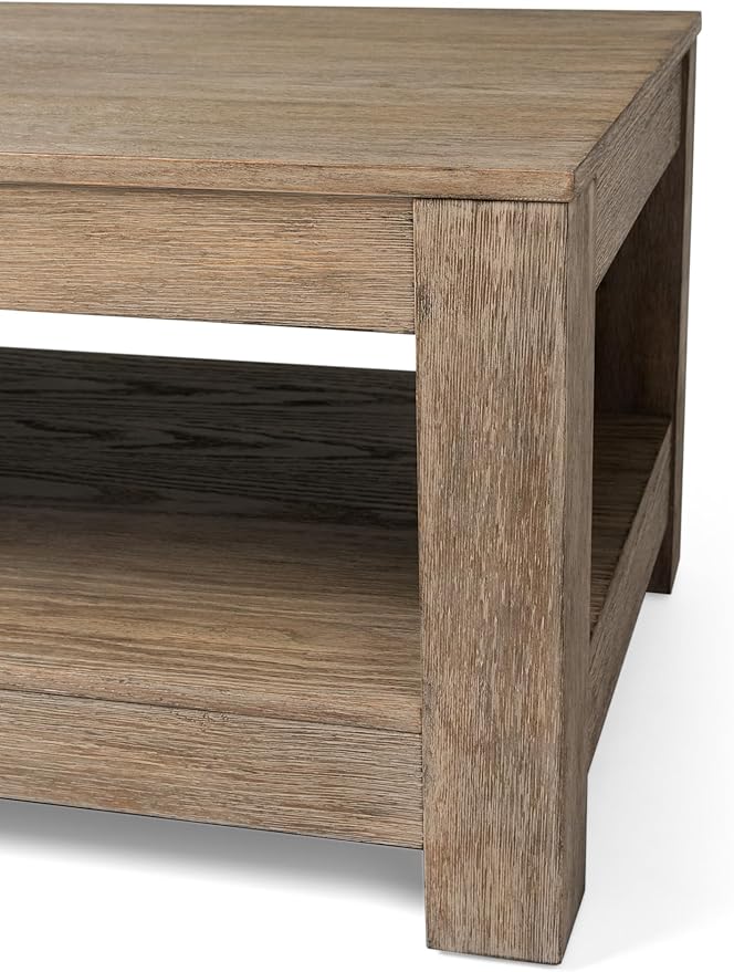Maven Lane Paulo Coffee Table – 18 Inch Rectange Table with Storage – Grey Solid Wood – Ideal for Living Room and Lounge