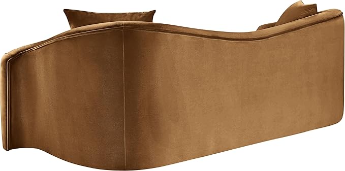 Meridian Furniture 44052Saddle-S Destin Collection Modern | Contemporary Sofa with Ultra Luxe Saddle 460 GSM Velvet, Rich Curves, 91" W x 34.5" D x 31" H, Saddle