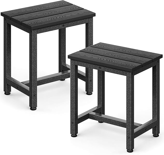 ODK Outdoor Side Tables Set of 2, Adirondack Patio End Table with Weather-Resistant Waterproof Top for Hot Tub Garden, Balcony, Poolside, 2PCS, Black by ODK