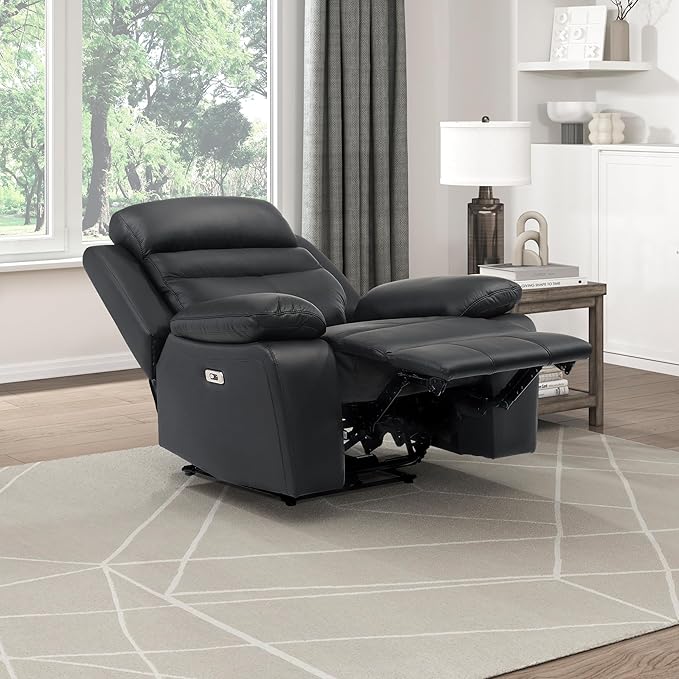 Lexicon Recliner Chair Living Room Leather Match Reclining Sofa Chair, Home Theater Seating, Wall Hugger Recliner, Power Recliner Sofa Chair for Living Room/Office/Apartment, Black