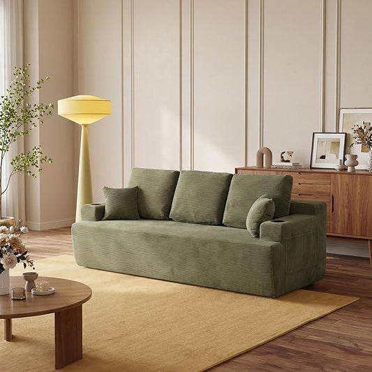 87'' Cloud Loveseat Sofa Couch in a Box with Cup Holders and Side Pockets, 3 Seater High-Density Foam Boneless Love Seat with Deep Seating for Living Room | Breathable material, Anti-slip