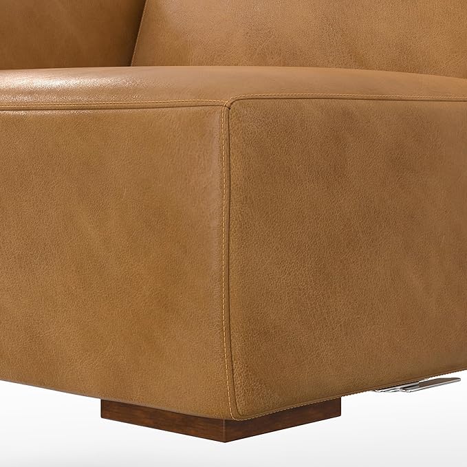 SIMPLIHOME Rex Left-Arm Sofa Module in Full-Grain Genuine Leather, Sienna, 44-inches Wide, Handcrafted Modern-Style Left-Arm Accent Chair for Living Room and Family Room