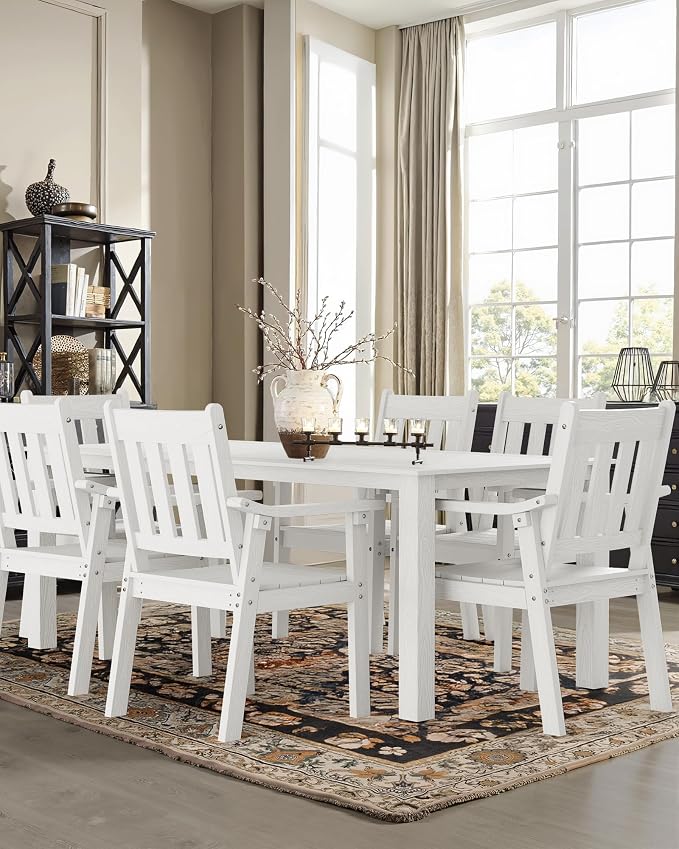YEFU Patio Dining Chairs Set of 4: All Weather Outdoor Dining Chairs with Wide Curved Seat and Backrest - Outdoor Furniture Plastic for Outside Backyard/Garden/Porch/Deck 350lbs Capacity White - Image 6