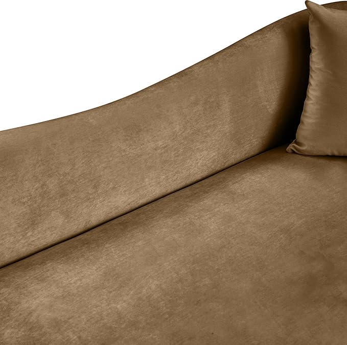 Meridian Furniture 44052Beige-S Destin Collection Modern | Contemporary Sofa with Ultra Luxe Beige 460 GSM Velvet, Rich Curves, 91" W x 34.5" D x 31" H, Beige