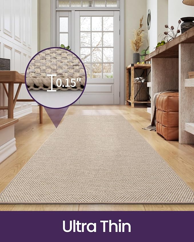 DEXI Hallway Runner Rug 2'4"x10', Non Slip Rubber Backed Runners Carpet, Ultra Thin Entryway Rugs Indoor for Kitchen Hallway Entrance Bedroom, Beige - Image 4