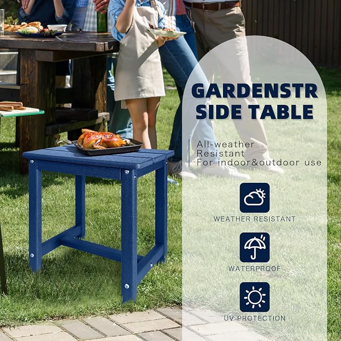 GARDENSTAR Adirondack Square Side Table,one-Tier Outdoor end Table, Patio Side Table for Pool,Porch,Backyard,Relaxing Companion (Blue) - Image 5