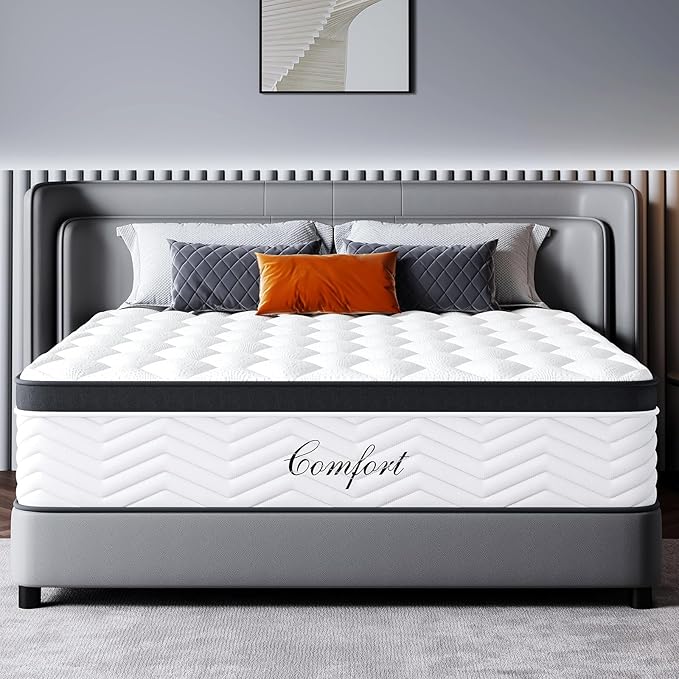 12-Inch Twin Mattress - CertiPUR-US Certified Memory Foam Twin Size Mattresses Medium Firm Breathable and Comfortable Motion Isolation Innerspring Matress in a Box