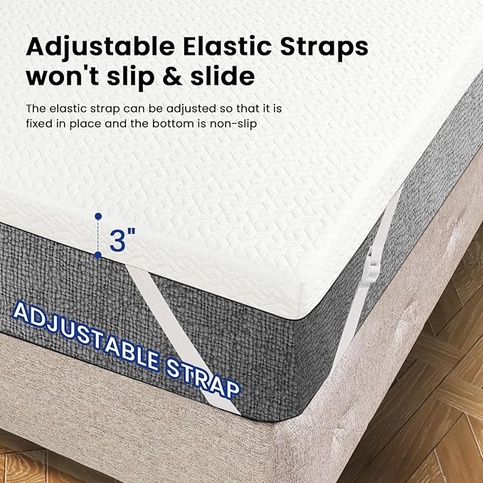 Czpalo 3 Inch Gel Memory Foam Mattress Topper Twin XL, Cooling Mattress Topper with Removable & Washable Cover, CertiPUR-US Certified