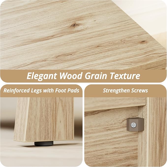 LIKIMIO Nightstand with Charging Station, Wood Night Stand, 23.6inch Large Bedside Table with Storage, End Table for Bedroom, Oak - Image 7