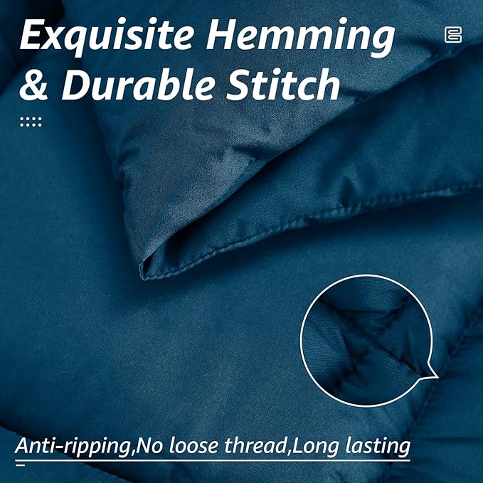 HYLEORY All Season Twin Size Bed Comforter - Cooling Down Alternative Quilted Duvet Insert with Corner Tabs - Winter Warm - Machine Washable - Teal