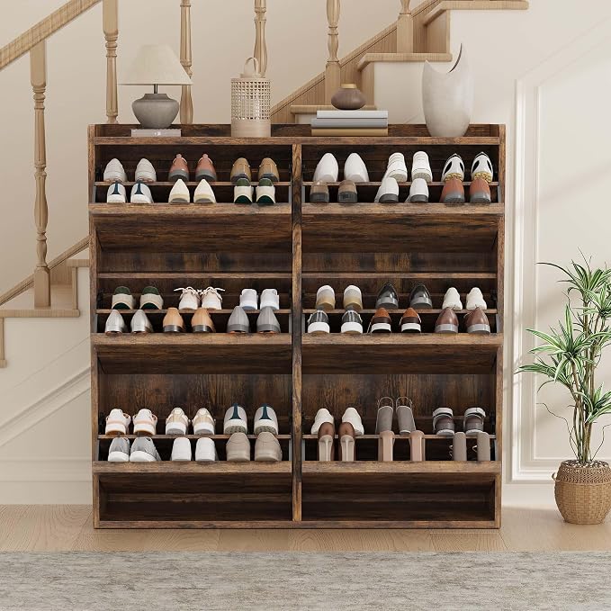 GarveeHome Shoe Cabinet with 6 Flip Drawers, Wooden Shoe Organizer Cabinet with Adjustable Shelf, Shoe Storage for Entryway, Hidden Shoe Cabinet for Hallway, Living Room, Rustic Brown - Image 7