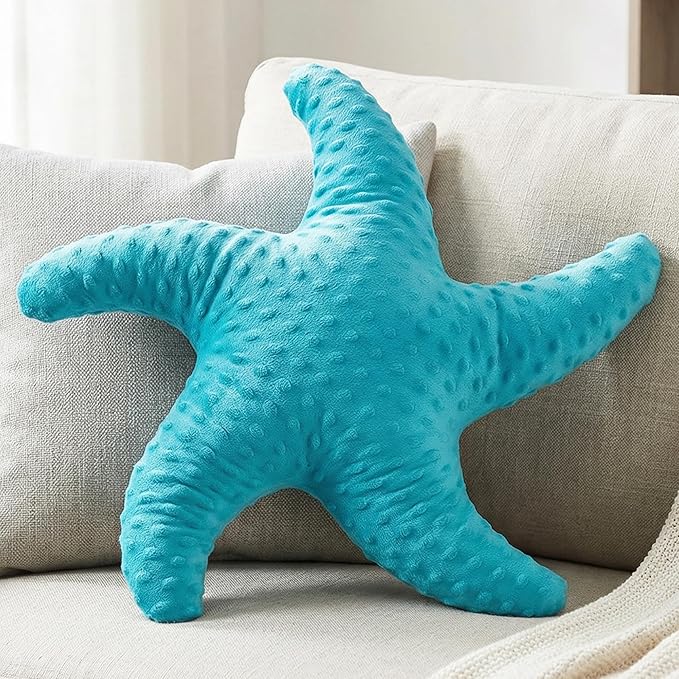 XIAIJIA Starfish Pillow Decorative Throw Pillow, 19.68x19.68 Inch Coastal Beach Pillow, Ocean Decor Beach Themed Room Accent Pillow for Couch Bed Bedroom???Turquoise???