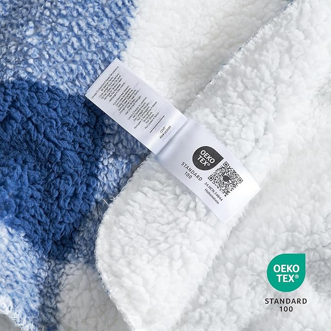 Cozy Bliss Luxury Sherpa Throw Blanket for Couch, Premium Reversible Buffalo Plaid Thick Throw, Warm Cozy Soft Blanket for Home and Gifts (Navy Blue, 50" x 60")
