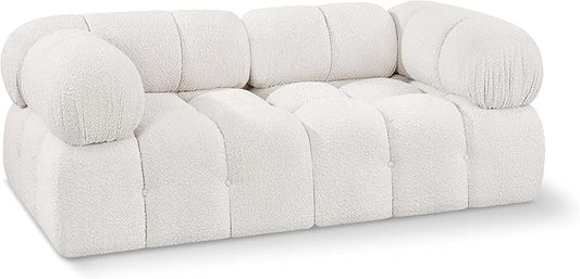 Meridian Furniture 611Cream-S68A Ames Collection Modern | Contemporary Modular Sofa with Rich Cream Boucle Fabric, Modular to Create Infinite Configurations, 68" W x 34" D x 28" H, Cream
