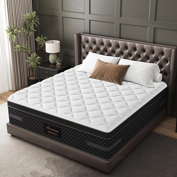12 Inch Extra Firm Queen Mattress-Premium Hybrid Mattress in a Box with Back & Lumbar Support, Pocket Spring Bed for Motion Isolation, 365 Night Trial CertiPUR-US Certified