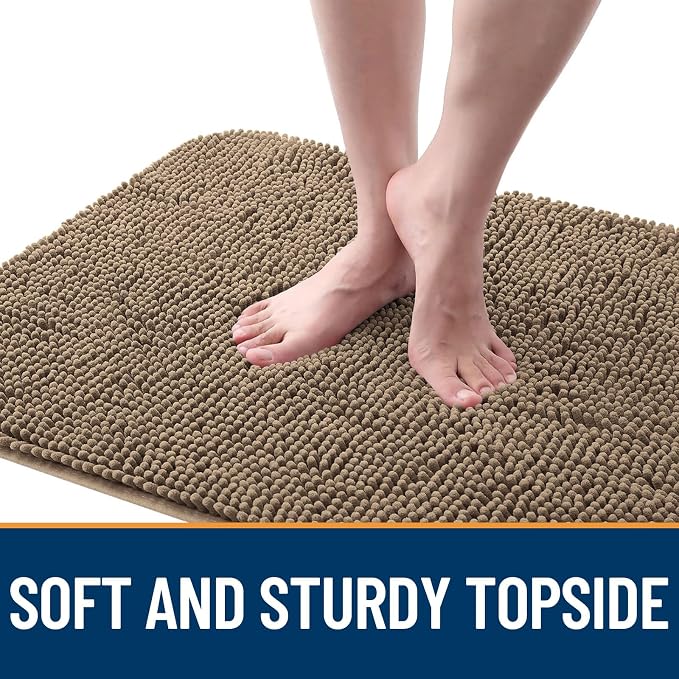 OLANLY Dog Door Mat for Muddy Paws 70x32, Absorbs Moisture and Dirt, Absorbent Non-Slip Washable Doormat, Quick Dry Chenille Mud Mat for Dogs, Entry Indoor Entryway Carpet for Inside Floor, Tan - Image 4