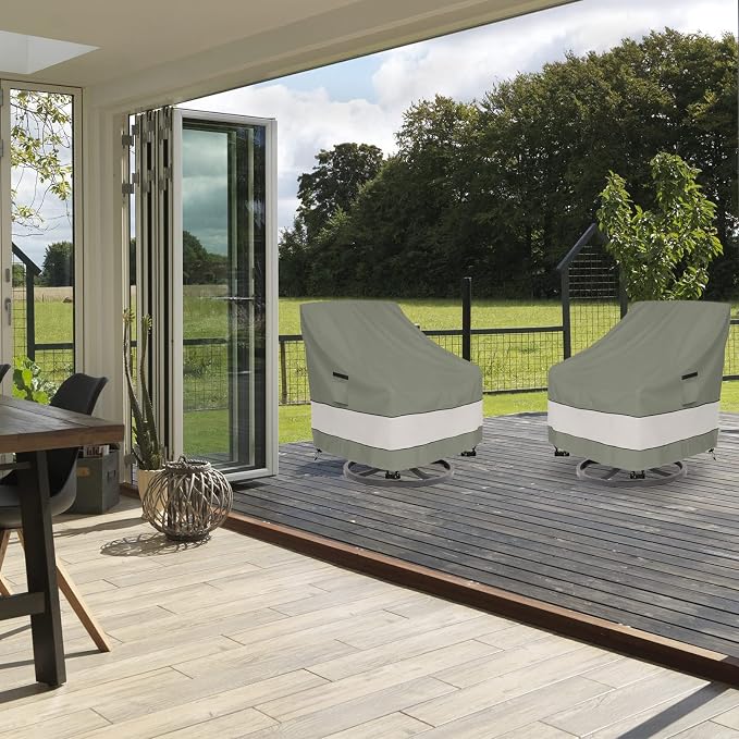 Patio Chair Covers Waterproof Patio Furniture Covers,27.5W x 32.5D x 38 H Inches Outdoor Swivel Chair Cover 2 Pack -Grayish Green - Image 6