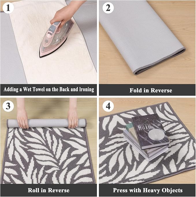 Ileading Indoor Door Mat 32"x48" Absorbent Dog Muddy Paws Mat Low-Profile Entrance Leaves Runner Rug with Non-Slip Rubber Backing Machine Washable Inside Welcome Mat for Hallway,Kitchen(Grey) - Image 8